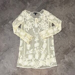 Forever 21 White Floral Embroidered Dress